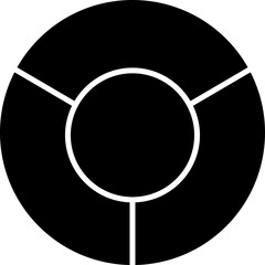 Poster - Pie chart infographic icon in linear style. Circle diagram with section or parts. Segmented circle vector for infographic, data analysis, web design or presentation isolated on transparent background.