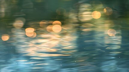 Poster - Blurred abstract art with a bioluminescent glow, evoking a magical, underwater feel telephoto lens summer daylight cool color