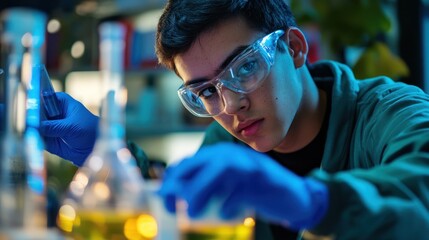 Poster - Student enrolled in a STEM program, conducting hands-on experiments, isolated for innovation branding