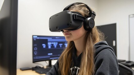 Poster - Student using virtual reality for immersive educational activities