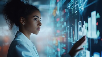Poster - young female engineer in a collaborative meeting