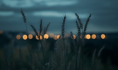 Wall Mural - Close-up of tall grass in the foreground, Generative AI