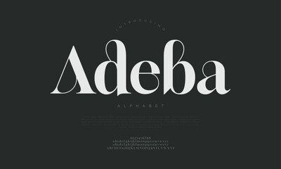 Poster - Adeba typography beauty fashion elegant minimalist serif italic fonts decorative wedding vintage retro logos. Minimal luxury font alphabet logo. Vector illustration