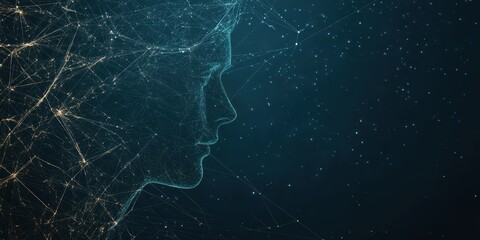 Aufkleber - a digital abstract representation of a human profile, composed of interconnected lines and points, s