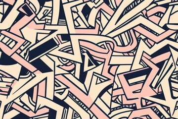 Aufkleber - A vibrant abstract pattern with intertwining lines and shapes, featuring a mix of black and soft pastel colors, creating a dynamic visual effect.