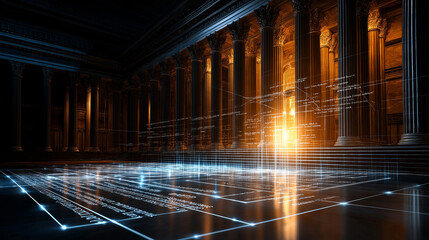 Aufkleber - conceptual image of government building with digital elements