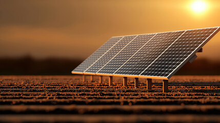 Aufkleber - visually stunning image of solar panels at sunset, showcasing renewable energy
