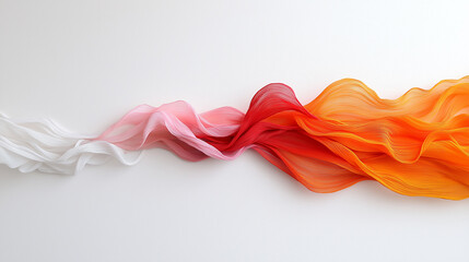 Poster - Delicate flowing fabric in vibrant colors of red, orange, and white