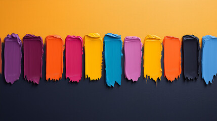Fototapete - Colorful paint swatches create vibrant and artistic display