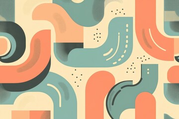 Aufkleber - A vibrant abstract pattern featuring curved shapes in soft colors, creating a harmonious and modern design.