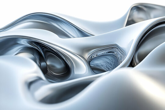 Silver Liquid Metal 3D Abstract Background