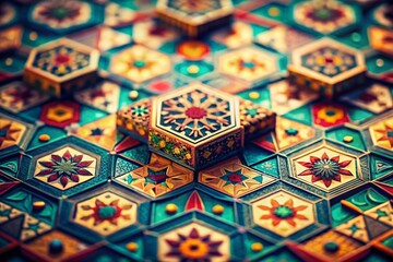 Aufkleber - retro vintage geometric shape pattern illustration in tilt-shift photography style for an abstract b