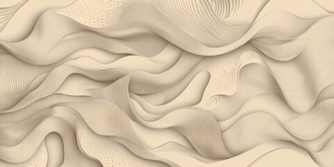 Aufkleber - A fluid, abstract design featuring soft, wavy lines in a neutral beige palette, conveying a sense of movement and tranquility.