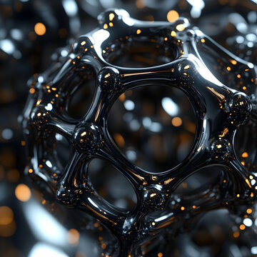3D Render Dark Chrome Sphere