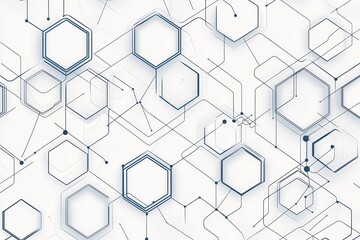 Aufkleber - A modern abstract design featuring interconnected hexagons and lines in shades of blue on a white background.