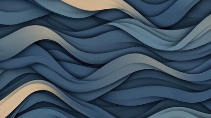 Aufkleber - Abstract waves in varying shades of blue and beige create a soothing, flowing pattern.