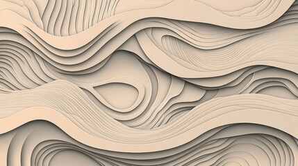 Aufkleber - A textured, abstract design featuring layered, wavy lines in soft beige tones, creating a sense of depth and movement.