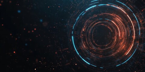 Aufkleber - A swirling, abstract digital design featuring circular patterns and vibrant colors, evoking a sense of depth and motion against a dark background.