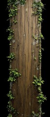 Wall Mural - a large wooden plank on a black background with some moss and lichen growing on it, moss, green moss