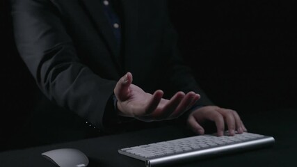 Poster - business person checking email inbox, organizing and prioritizing messages for better productivity. 