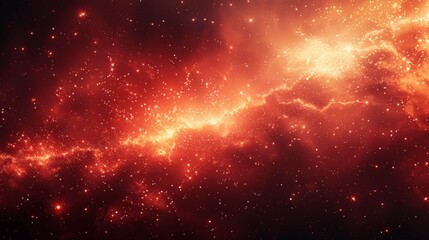 Poster - Golden Glitters in Red Galaxy Fluid