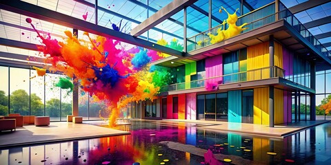 Aufkleber - vibrant vector splatter color background for creative architectural photography and design projects,