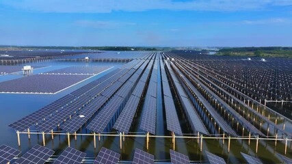 Wall Mural - Aerial view of solar photovoltaic panels