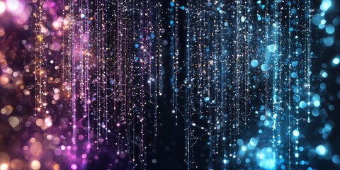 Poster - Illuminating quantum circuit networks midnight digital realm visual data nodes cosmic environment futuristic perspective glowing constellation concept