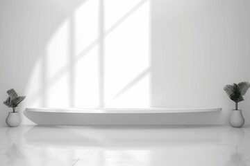 Poster - Abstract Studio Room with White Wall and Spotlight for Product Display