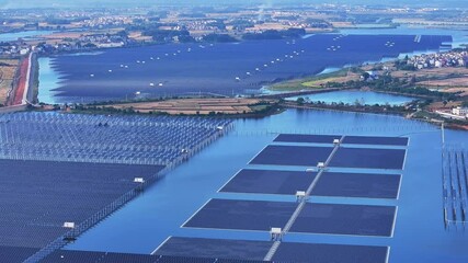 Wall Mural - Aerial view of solar photovoltaic panels