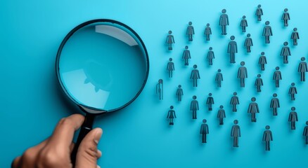 Aufkleber - Magnifying Glass Focus on HR Icon for Employee Selection and Recruitment
