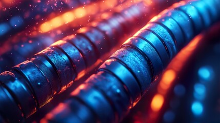 Wall Mural - abstract technology background: metal texture in blue and red