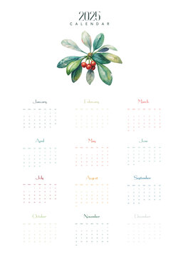 Water Color 2025 Calendar design 