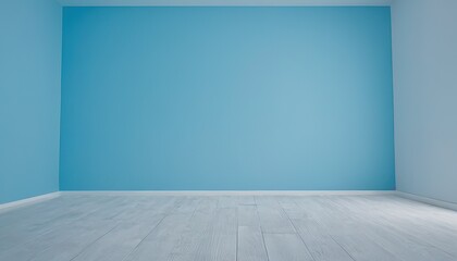 Poster - 3d rendered blue empty room display podium Minimal scene for product display presentation 125