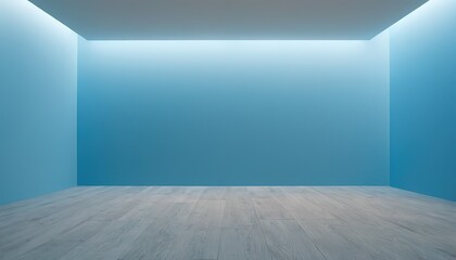 Poster - 3d rendered blue empty room display podium Minimal scene for product display presentation 67