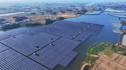 Wall Mural - Aerial view of solar photovoltaic panels