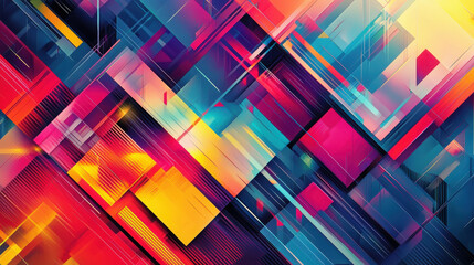 Aufkleber - Colorful Abstract Background with Geometric Shapes and Dynamic Lines for Design