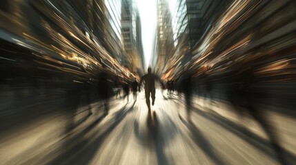 Aufkleber - Action-packed hero with super speed racing through a cityscape urban environment dynamic perspective motion blur