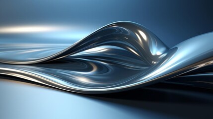Wall Mural - A silver wave is shown in a blue background