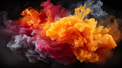 Wall Mural - A colorful explosion of smoke and fire