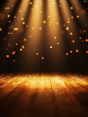 Aufkleber - A beautiful scene featuring golden light beams shining through a dark background, creating a magical and enchanting atmosphere with shimmering particles.