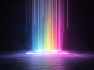 Poster - A vibrant display of colorful light beams emanating from a dark background, creating a mesmerizing, ethereal atmosphere.