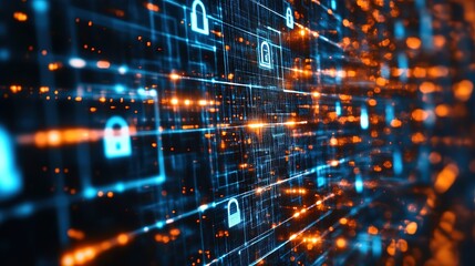 Poster - internet security and data protection concept, blockchain and cybersecurity, HD