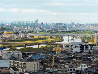 Wall Mural - 大和川沿いに広がる都市景観