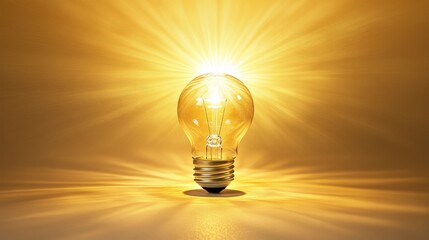 Poster - Radiant Light Bulb Illuminating in a Warm Golden Glow, Symbolizing Inspiration, Creativity, and Innovative Ideas for Your Design Projects and Concepts