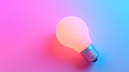 Poster - Colorful Light Bulb on Gradient Background, Vibrant Pink and Blue Lighting, Creative Concept for Innovation, Technology, Ideas, Design, or Inspiration Themes