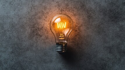 Poster - Vintage Light Bulb Glowing Brightly Against Textured Background, Symbolizing Innovation, Inspiration, and Creativity in Design and Architecture Projects