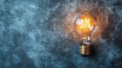 Poster - Vintage Light Bulb Illuminating Against a Textured Dark Gray Background, Creating a Warm and Inviting Atmosphere for Creative Concepts and Designs