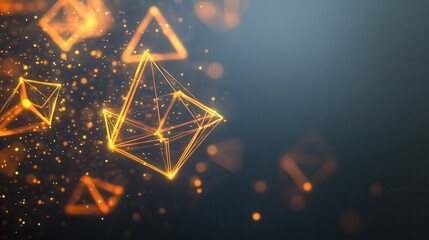 Poster - A vibrant background featuring glowing geometric shapes in orange hues, creating a dynamic and modern visual effect.