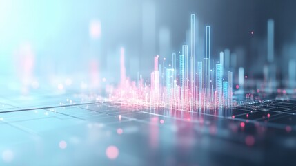 Aufkleber - A futuristic digital landscape featuring glowing data visualizations and vibrant graphs representing information flow and technology.